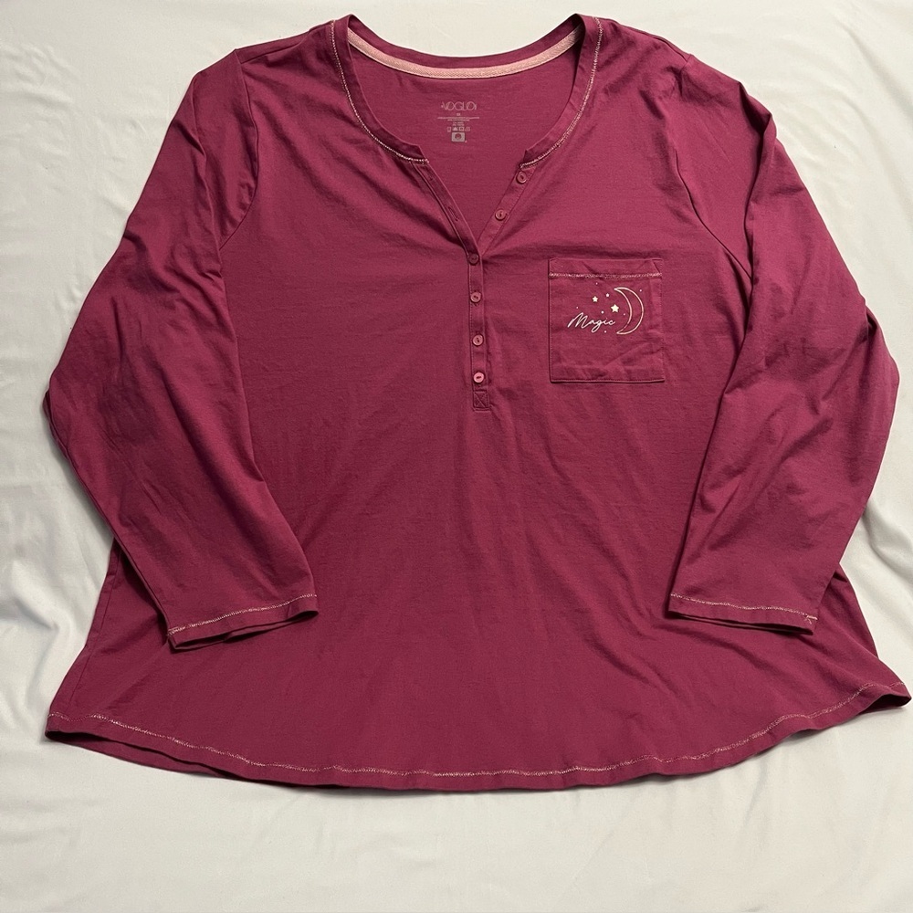 Voglo Plus 3X Magic Celestial Pajama Top Henley Shirt